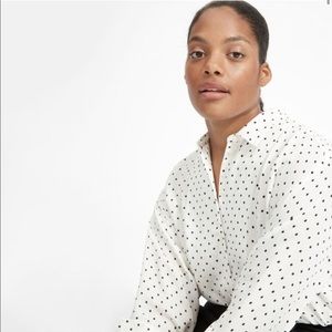 Everlane White Polka Dot Cupro Button up Size 4 Excellent condition.